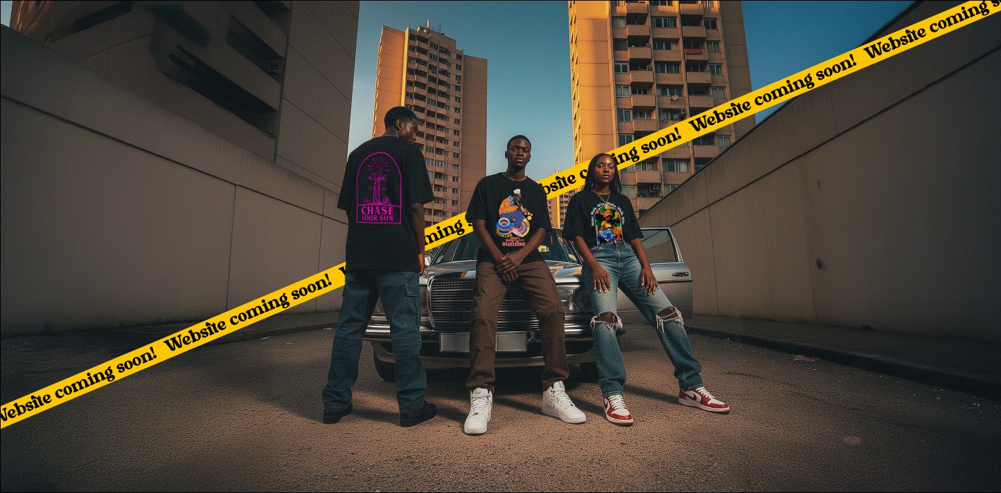 Streetwear group with car